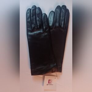 WOMEN'S 100% CASHMERE LINED  LEATHER GLOVES, MEDIUM, BROWN.